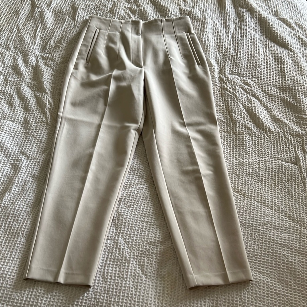 Zara cream tailored high waist trousers